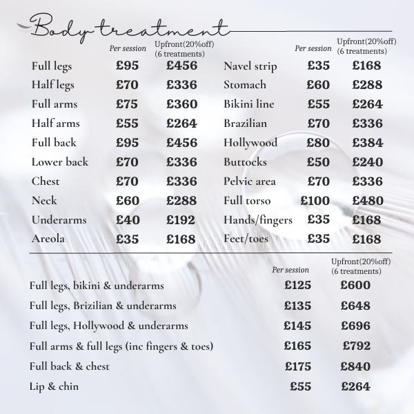 Price of laser hair removal treatment in Hertford
